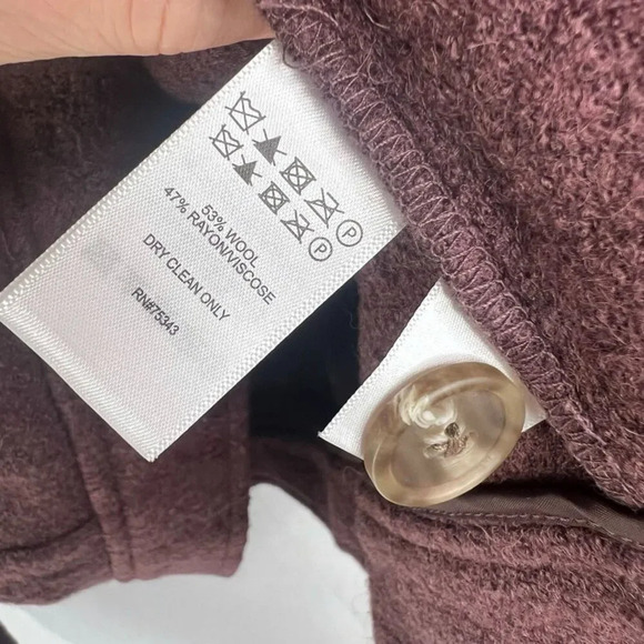 JOIE Wool Blend Button‎ Front Boxy Dark Purple Cardigan Jacket Women's Size XL - Picture 7 of 8